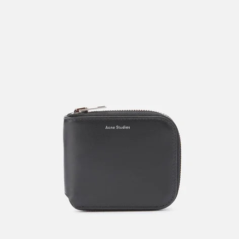 LOGO PRINT LEATHER ZIP AROUND WALLET