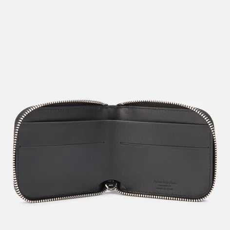 LOGO PRINT LEATHER ZIP AROUND WALLET