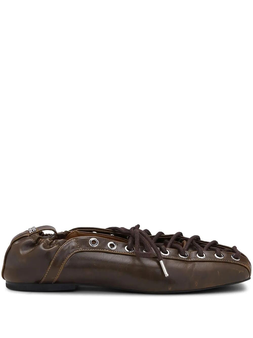 Eyelets Lace Up Ballerina Crinkle Oleatex