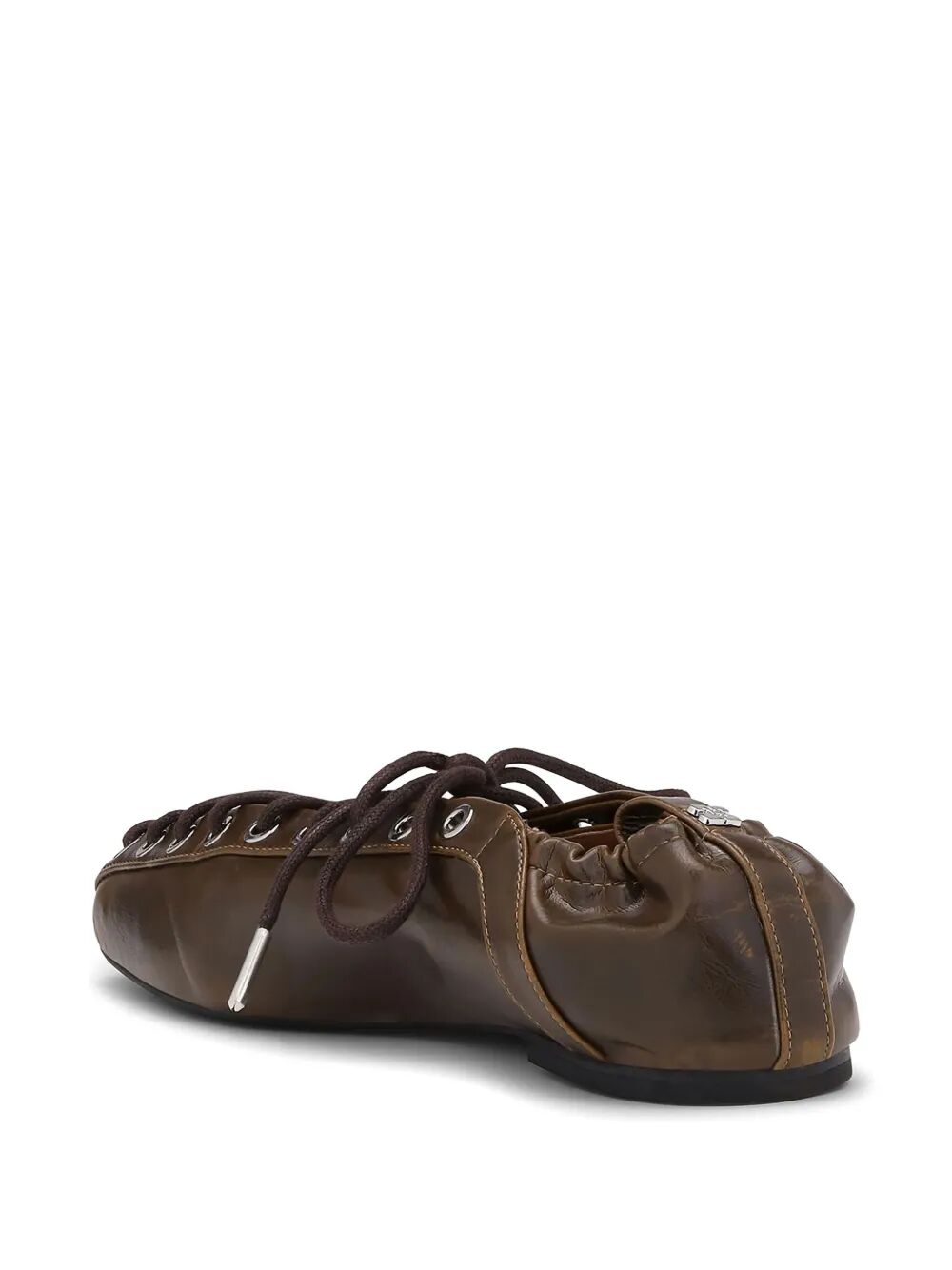 Eyelets Lace Up Ballerina Crinkle Oleatex
