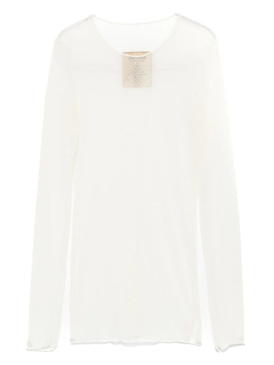 Top in mesh a maniche lunghe