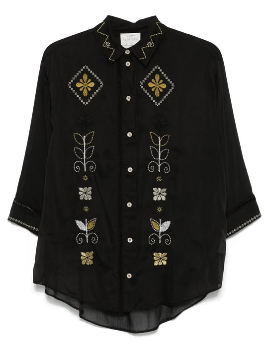 Camicia a maniche lunghe con decoro