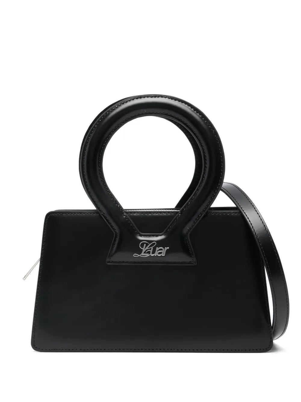Borsa in pelle nera con tracolla