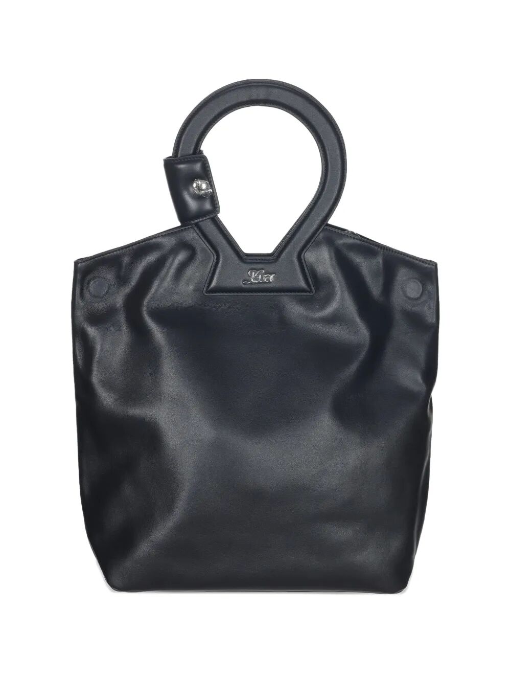 Borsa in camoscio nero con manici in pelle