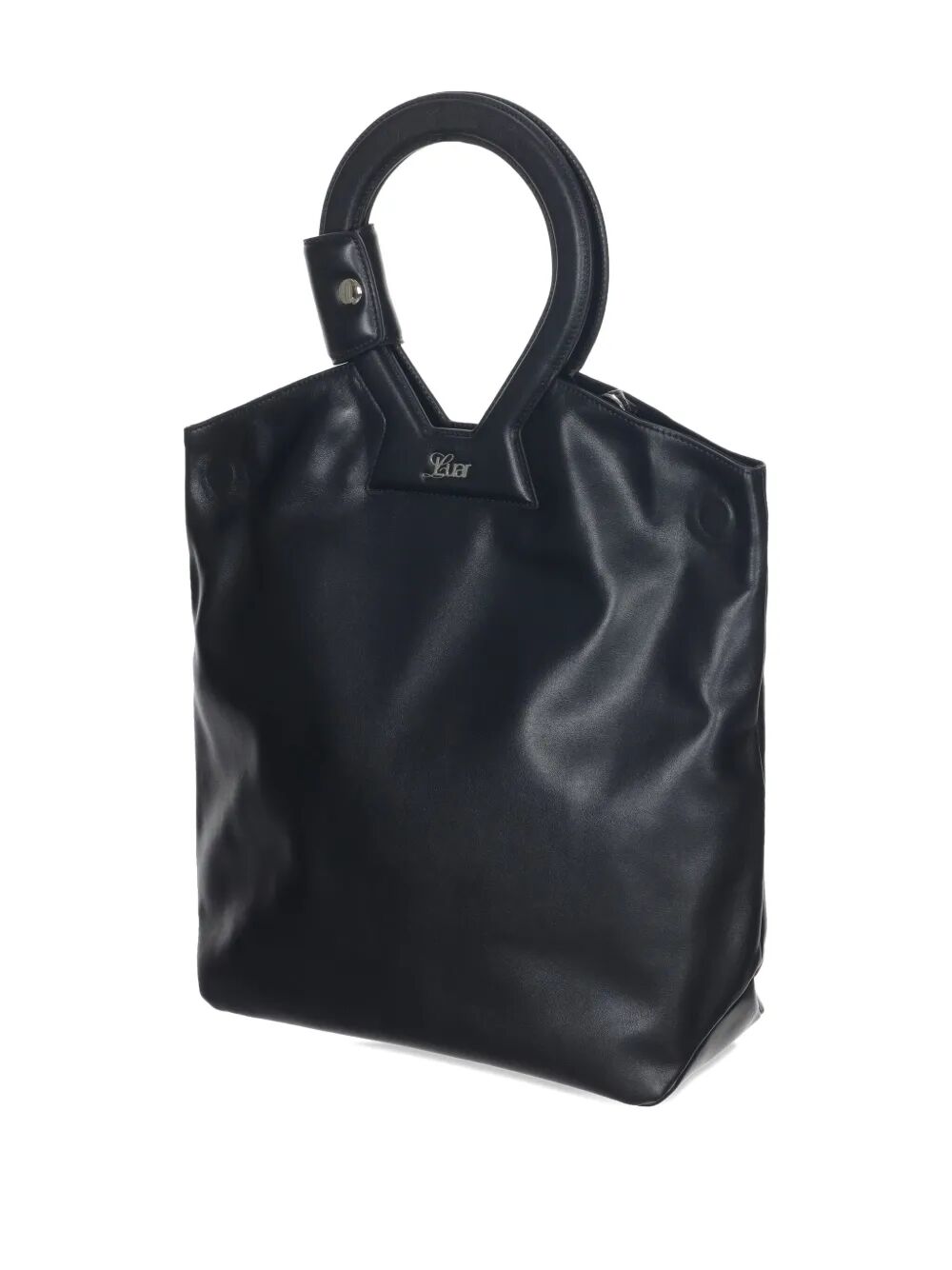 Borsa in camoscio nero con manici in pelle