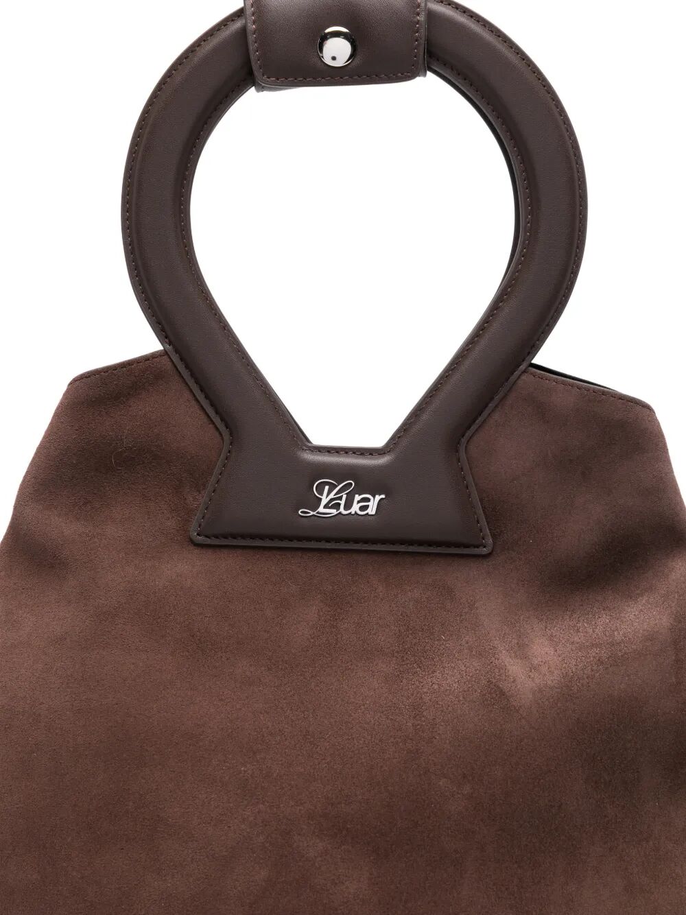 Borsa in camoscio marrone con manici in pelle