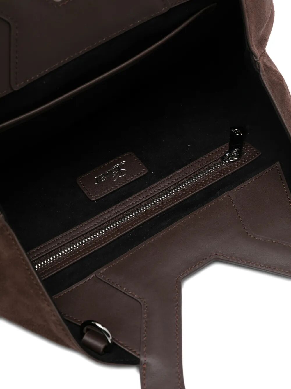 Borsa in camoscio marrone con manici in pelle