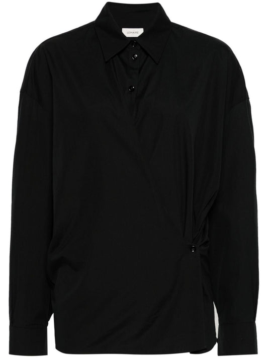 STRAIGHT COLLAR TWISTED SHIRT