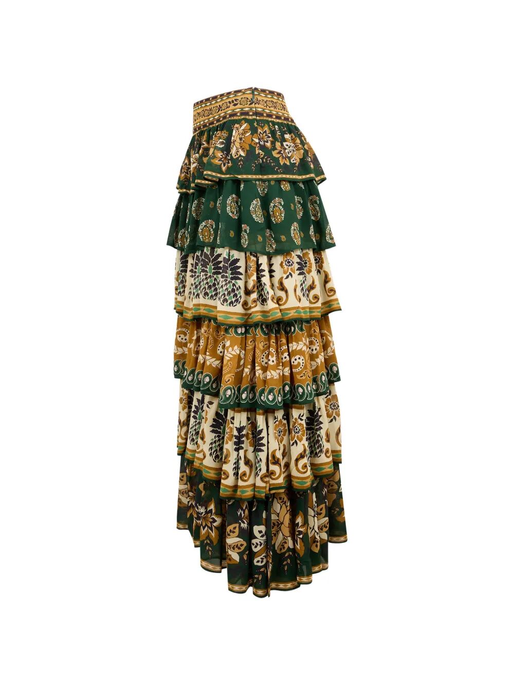 Gonna a balze con motivo floreale