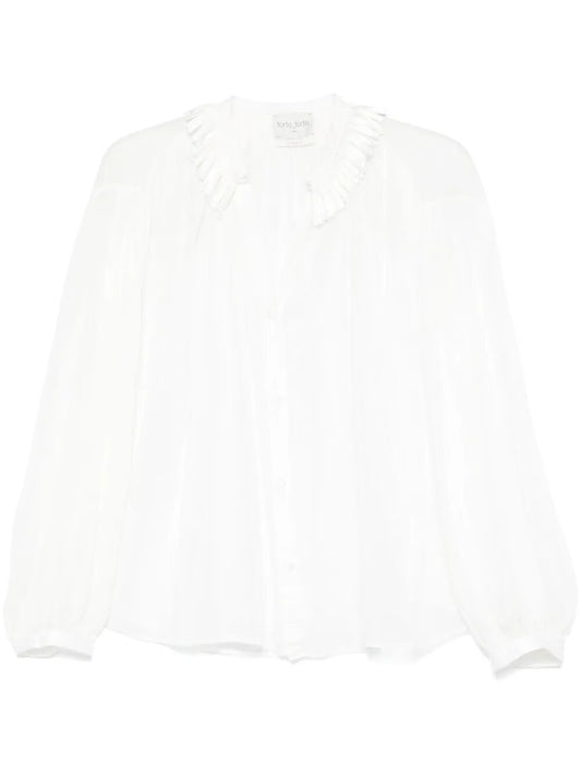 Camicia con abbottonatura 3/4 e decoro sul colletto