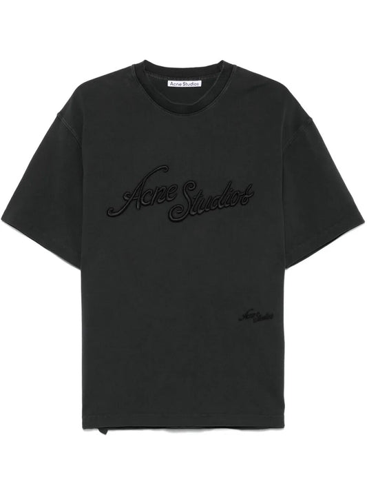 T-shirt effetto polo con logo ricamato
