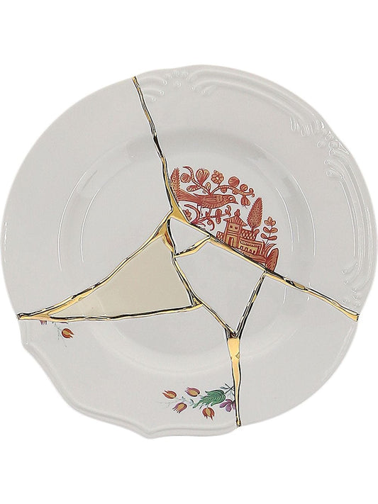 PIATTO PIANO IN PORCELLANA ø Cm.27,5 h.3 "KINTSUGI-n`1"