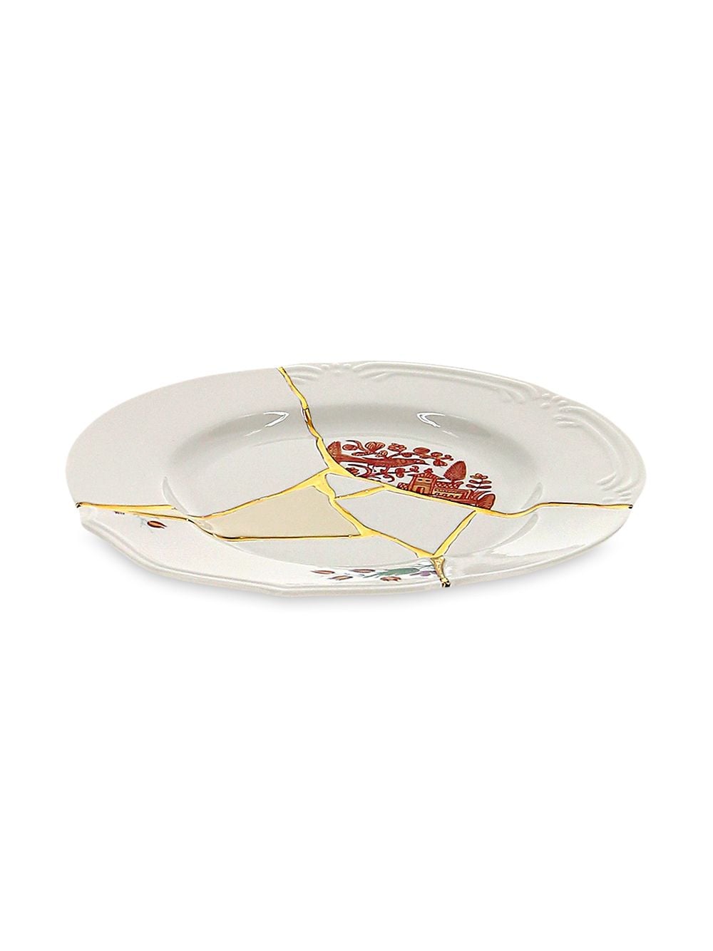 PIATTO PIANO IN PORCELLANA ø Cm.27,5 h.3 "KINTSUGI-n`1"