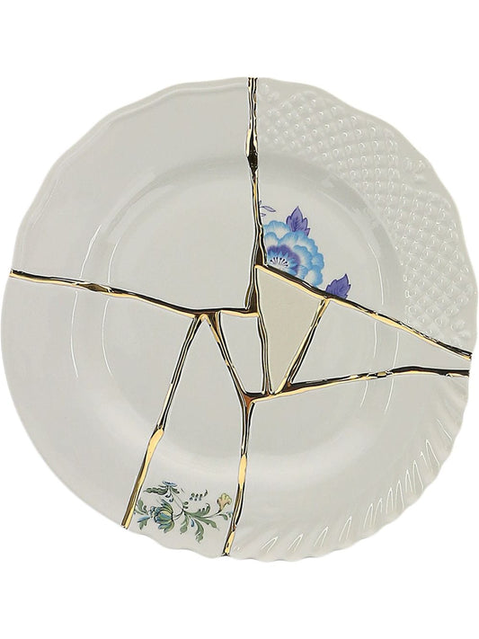 PIATTO PIANO IN PORCELLANA ø Cm.27,5 h.3 "KINTSUGI-n`3"