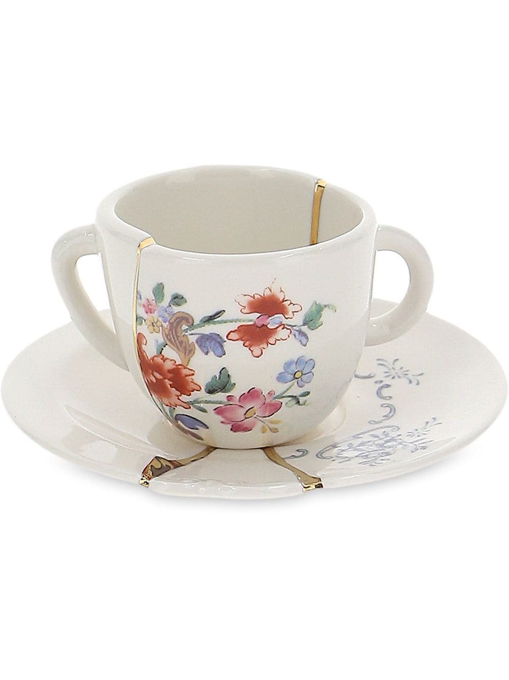 TAZZINA DA CAFFÈ CON PIATTINO IN PORCELLANA  "KINTSUGI-n`1"