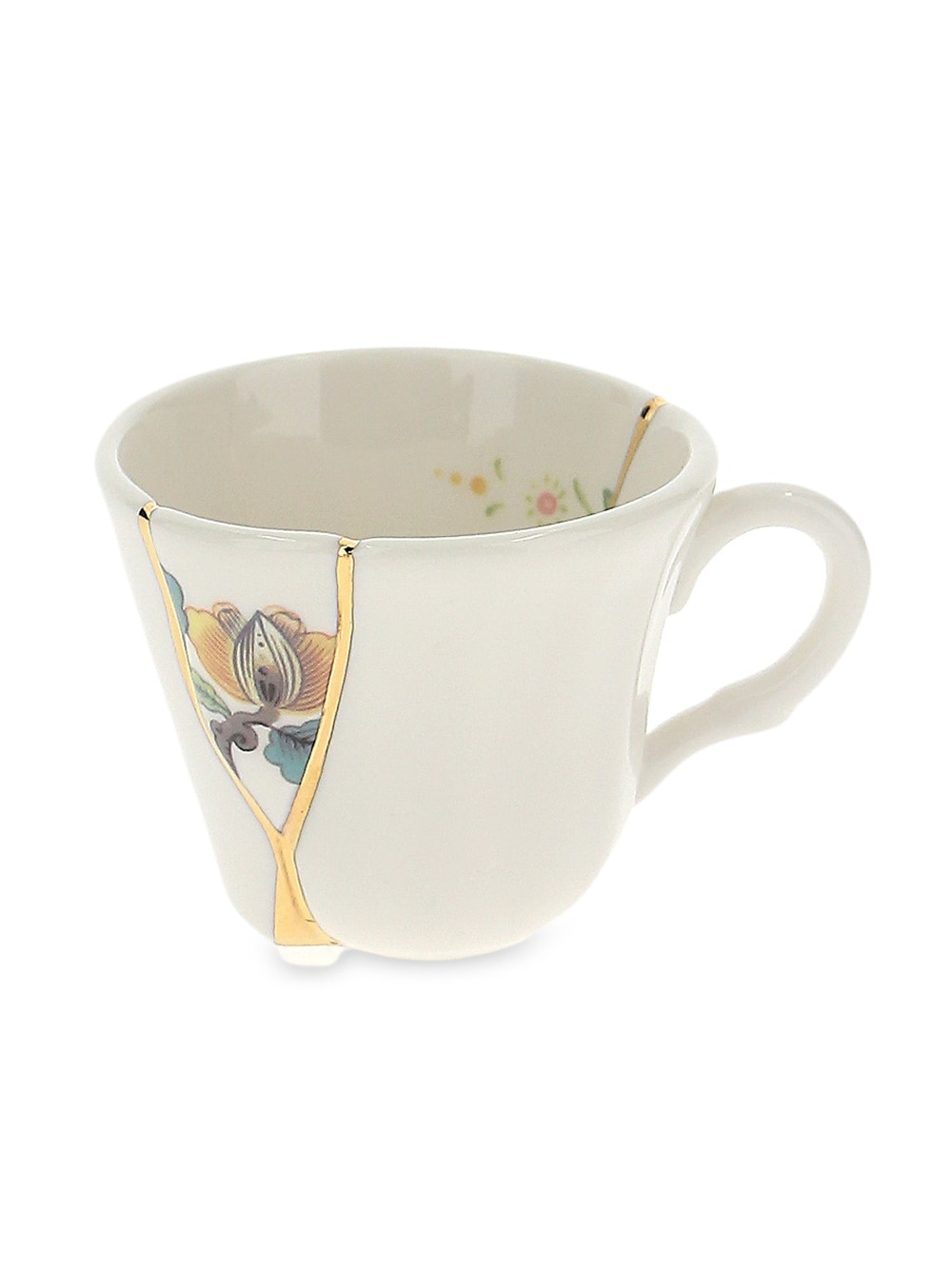 TAZZINA DA CAFFÈ CON PIATTINO IN PORCELLANA  "KINTSUGI-n`3"