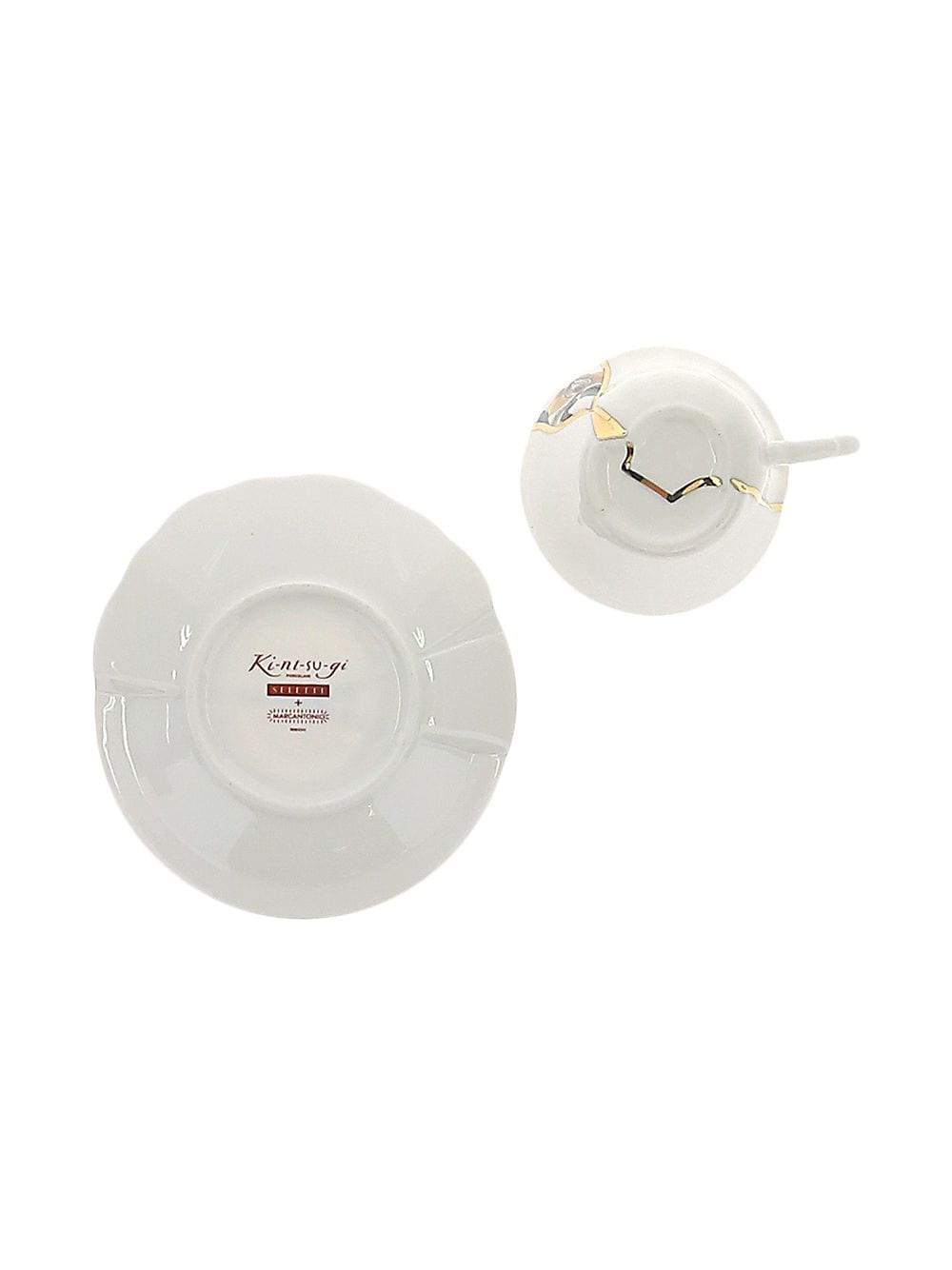TAZZINA DA CAFFÈ CON PIATTINO IN PORCELLANA  "KINTSUGI-n`3"