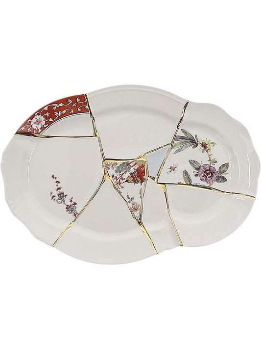 VASSOIO IN PORCELLANA Cm.42,5x29,5 h.3,5 "KINTSUGI"