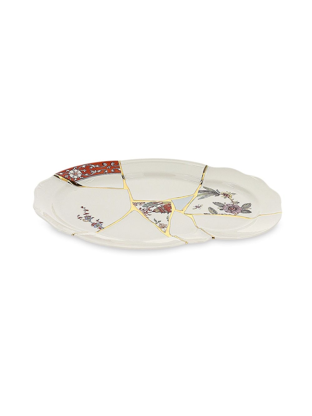 VASSOIO IN PORCELLANA Cm.42,5x29,5 h.3,5 "KINTSUGI"