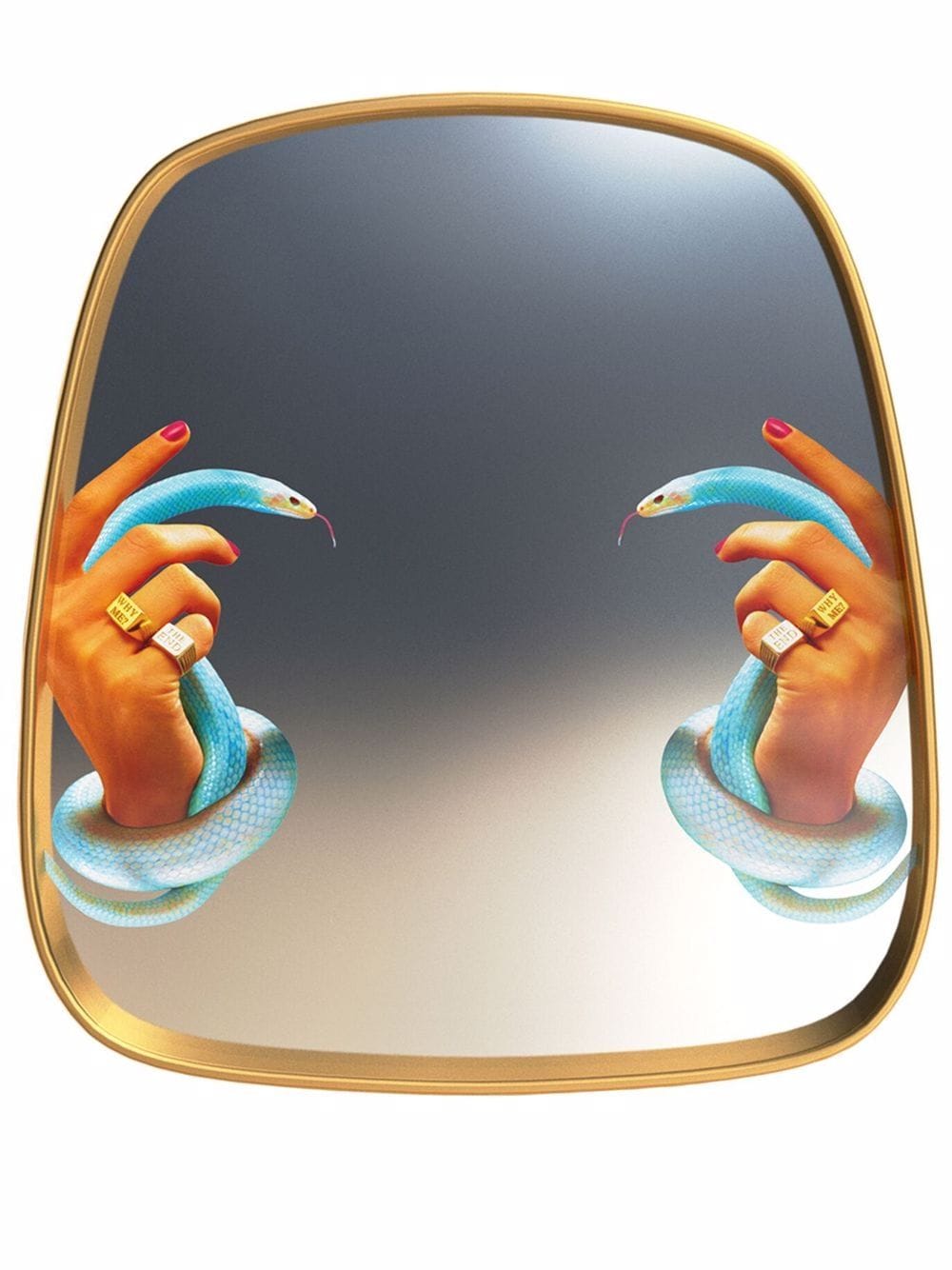 SPECCHIO CON CORNICE LEGNO "TOILETPAPER" HAND - SNAKES