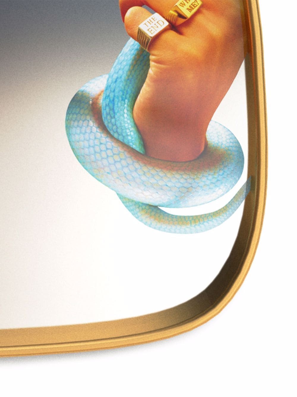 SPECCHIO CON CORNICE LEGNO "TOILETPAPER" Cm.54 h.59 - HAND - SNAKES