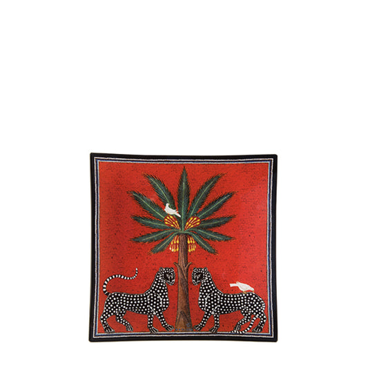 GLASS PLATE MOSAICO RED 25x25cm